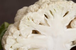 Cut cauliflower in macro close-up