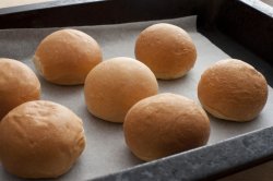 Batch of crusty bread rolls