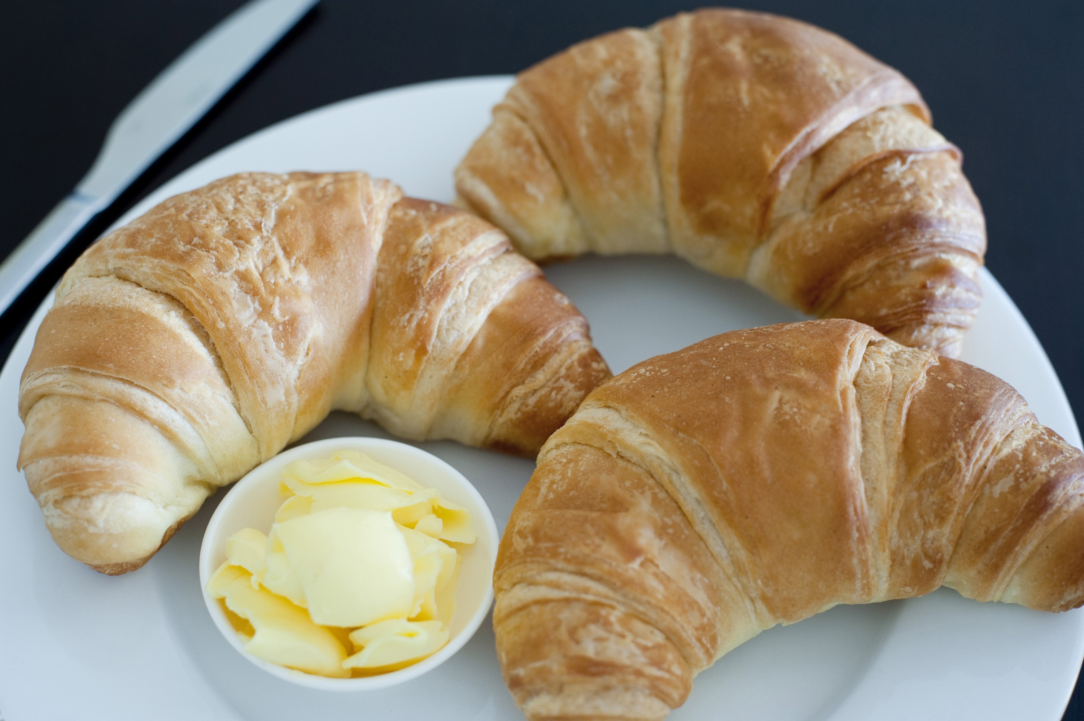 Crispy croissants and butter - Free Stock Image