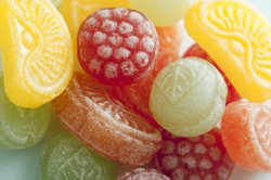 Close up on sweet fruit flavored candy
