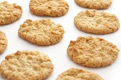 Freshly baked crunchy oat biscuit cookies