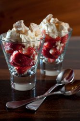 Two strawberries and cream desserts