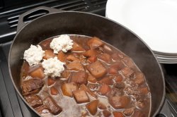 Adding uncooked dumplings to beef stew