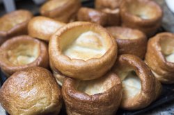 Close up view of small round yorkshire pudding