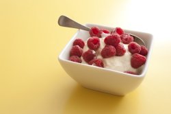 creamy yoghurt topped with berries