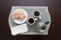 Tray with coffee and cookies