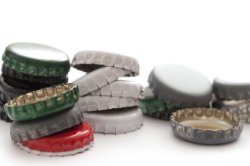 Pile of assorted metal bottle tops