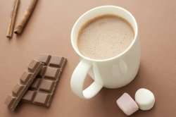 Delicious hot chocolate drink in a mug