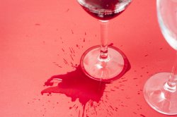 Spilled red wine