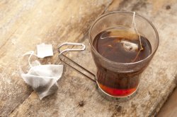 Cup of steeping black tea