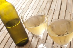 Two glasses of chilled white wine