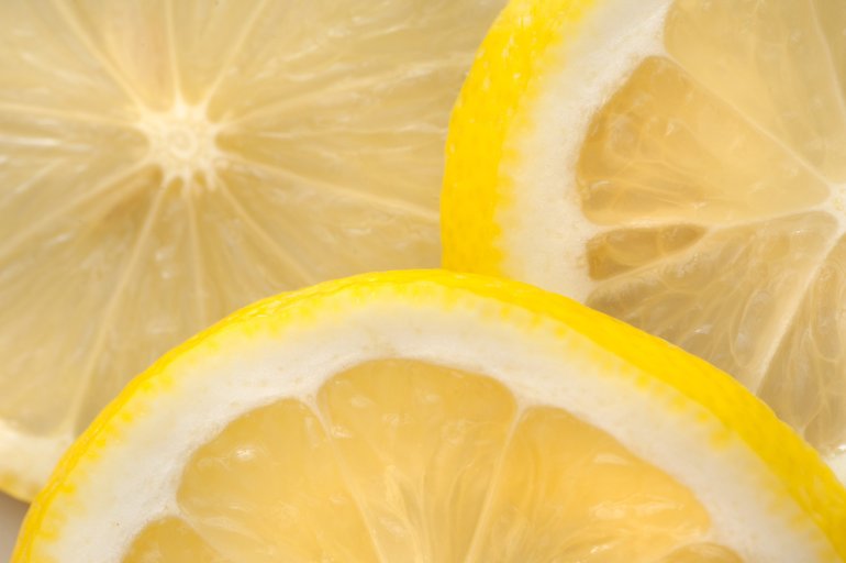 Several sections of lemon. Macro