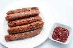 Sausages and ketchup