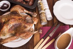 Christmas dinner with traditional roast turkey