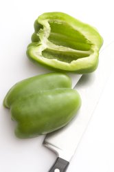 Two halves of green pepper