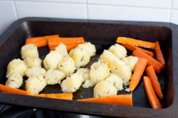 Potato and carrot oven roast vegetables